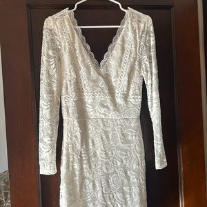 Eilly Bazar White Laced Long Sleeve Laced Mid-thigh Dress Size XS Women’s